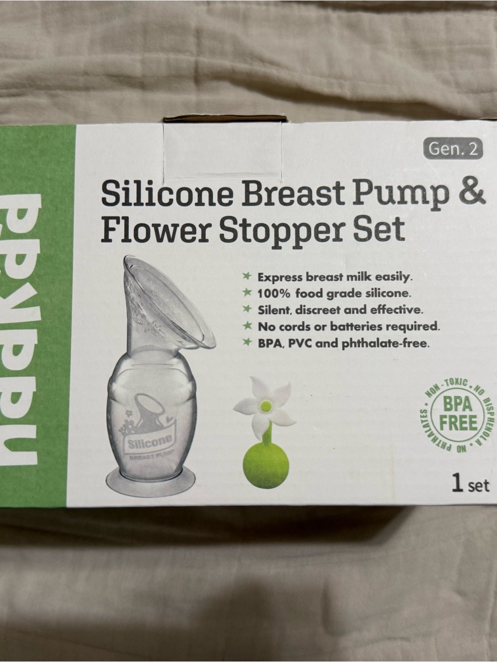 Silicone Breast Pump & Flower Stopper Set - Clear and Green